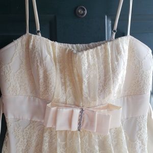 Cream lace semi formal dress
